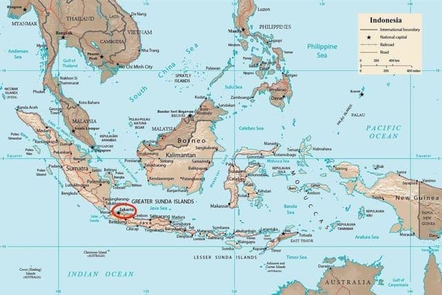 Jakarta auf Java - Indonesien Karte