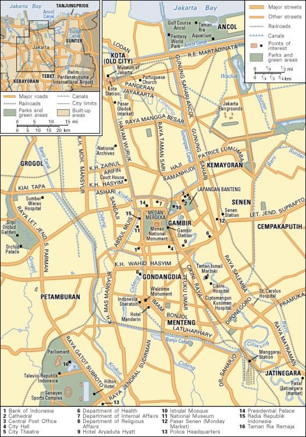 Jakarta Wanderungen Karte
